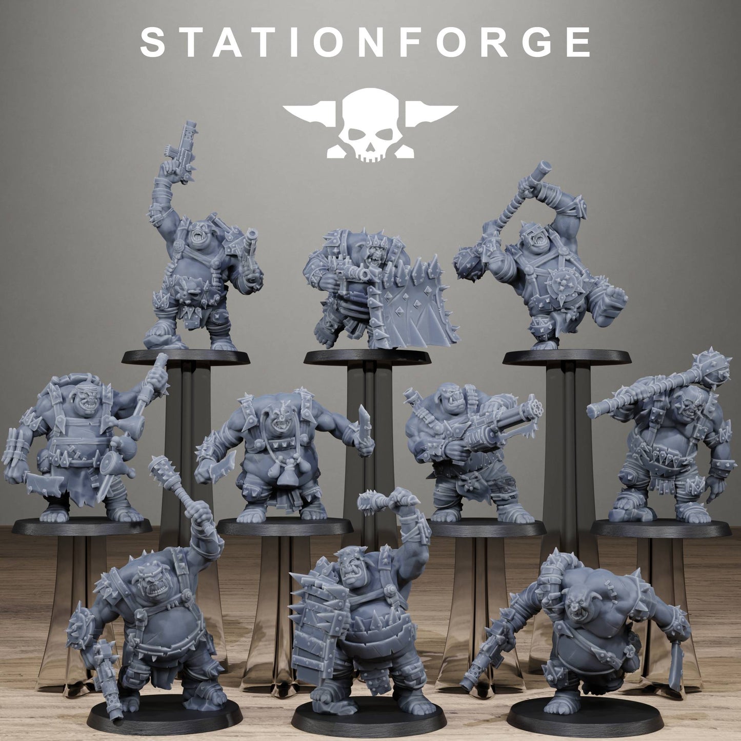 Orkaz Belly Bustas Infantry Resin Miniature Squad by StationForge | 10 Large Sci-Fi Miniatures