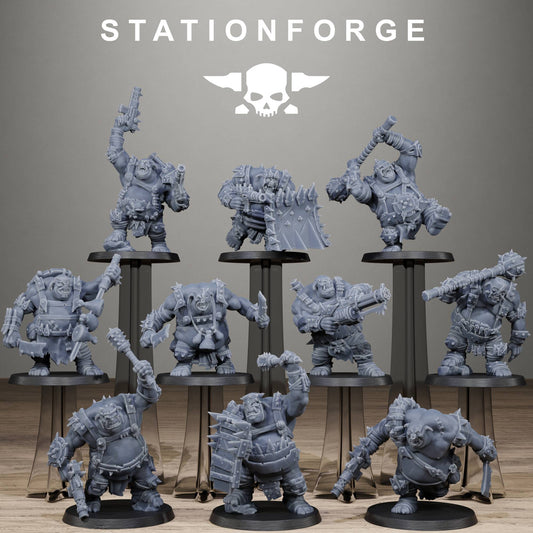 Orkaz Belly Bustas Infantry Resin Miniature Squad by StationForge | 10 Large Sci-Fi Miniatures