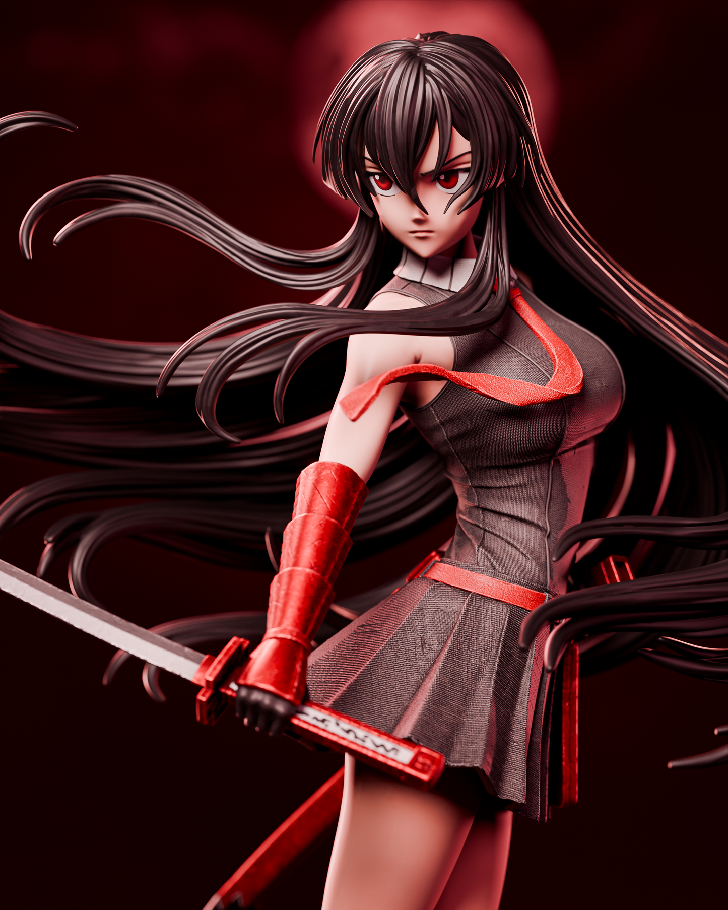 Crimson Moon Swordswoman Resin Statue | 1/9 or 1/6 Scale Display Model