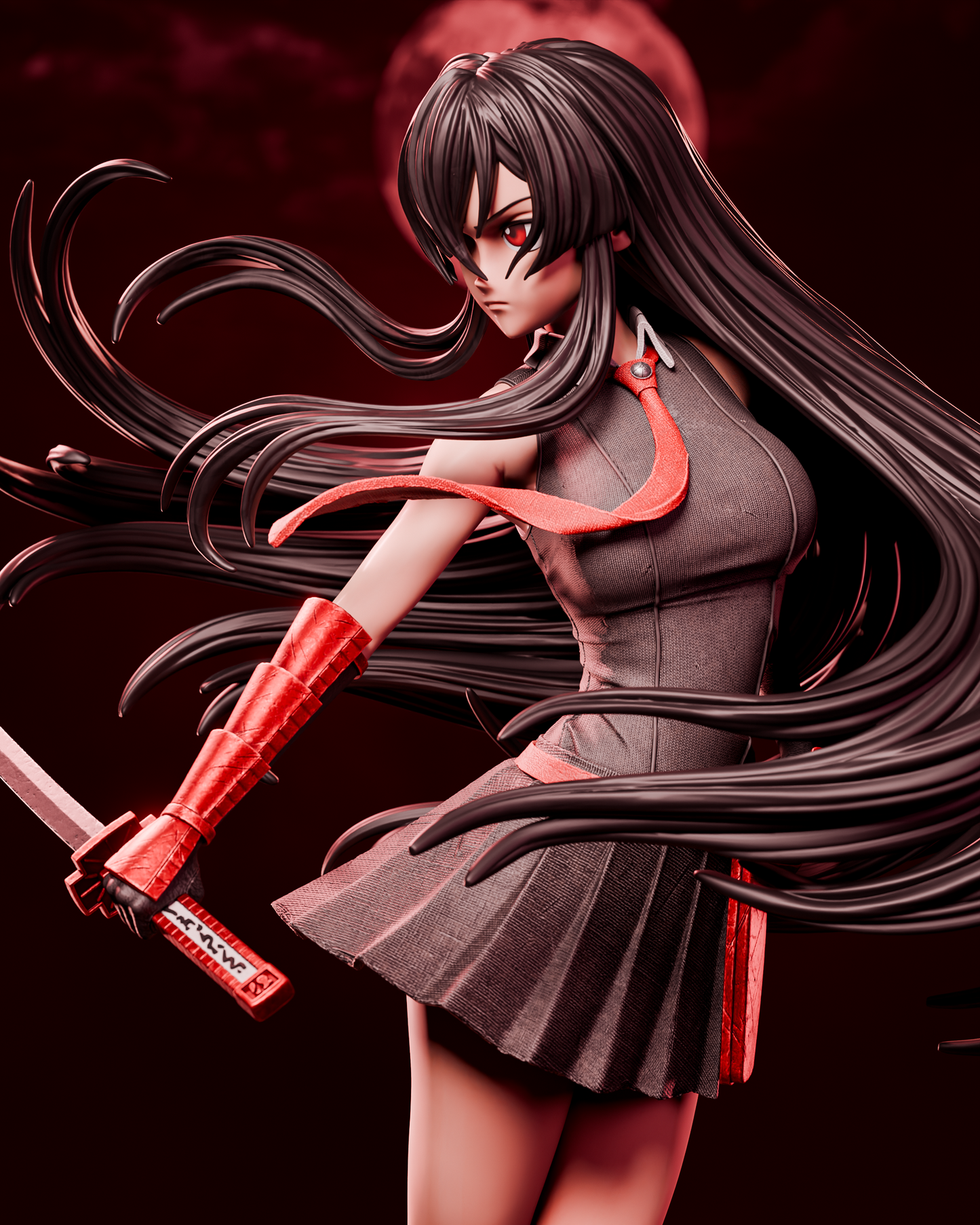 Crimson Moon Swordswoman Resin Statue | 1/9 or 1/6 Scale Display Model